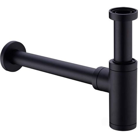 Siphon de lavabo laiton noir mat – Tube d'extension 200mm – 1 1/4 pouces – Joints en silicone anti-odeur et anti-fuite (1/5)