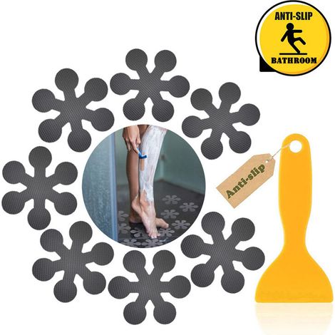 EASYCOMFORT CCYKXA Lot de 24 Autocollants antidérapants pour Baignoire avec grattoir de qualité supérieure Gris (1/5)