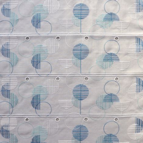 Modulable en étamine brodée et graphique Bleu Paon 45x90 cm