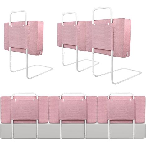 AUFUN Barrière de sécurité pour lit bébé,réglable en Hauteur avec 5 Trous,Protection Contre Les Chutes,barrière de sécurité pour Enfant (50mx3,Rose)