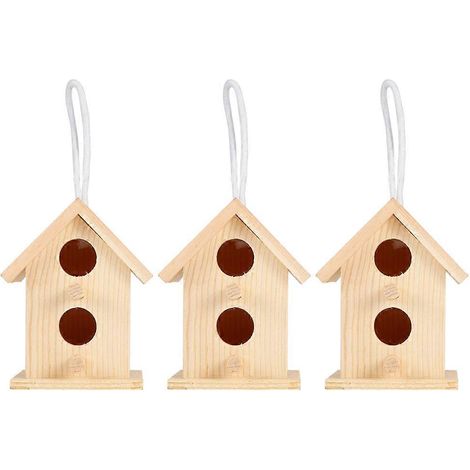 Vogelhaus aus Massivholz für den Garten, 3er-Set dekorative Vogelkäfige, wetterfestes Vogelnest für den Außenbereich (1/5)