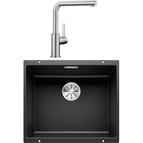 Pack évier noir + mitigeur inox brossé - Blanco - 528440