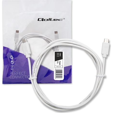 Qoltec USB 2.0 Typ C Steckerkabel USB 2.0 Typ C Stecker 1,4 m Weiß (1/5)