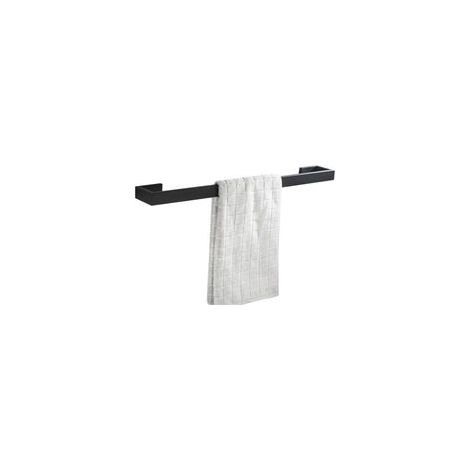 Portasciugamani singolo da parete per bagno in acciaio inox SUS 304 con finitura nero opaco, 40 cm.