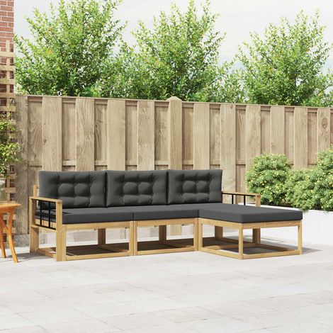 vidaXL Conjunto de sofás de exterior 4 uds. Blanco y Antracita (1/5)