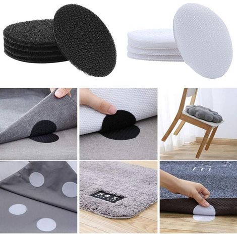 10 paires de bandes adhésives auto-agrippantes rondes à picots pour fixer le linge de lit, les coussins de canapé et les tapis. (1/5)