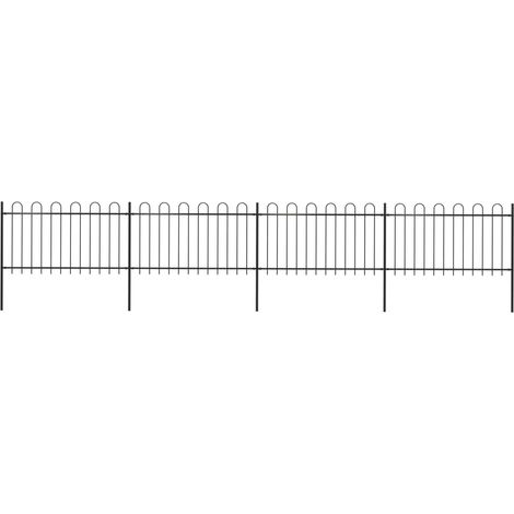 vidaXL Recinzione da Giardino con Parte Superiore ad Anello in Acciaio 714,5x100 cm Nero