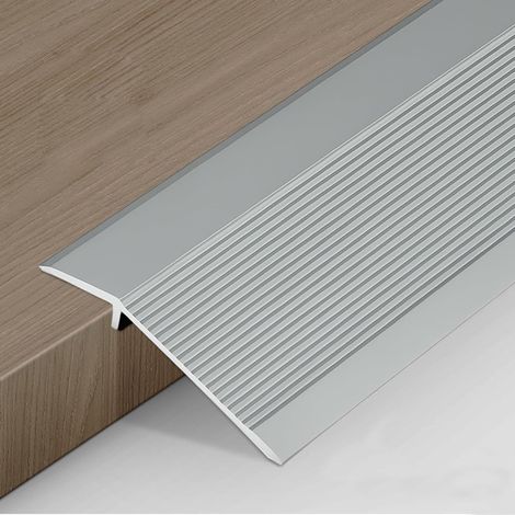 Réducteur de sol en aluminium, convient pour les seuils d'ouverture de porte, rampes, stratifiés de carrelage (argent mat) (1/5)