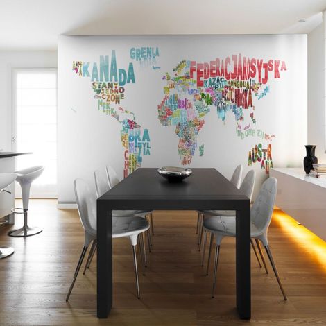 Papier peint carte monde en français - 300 x 230 cm (1/4)