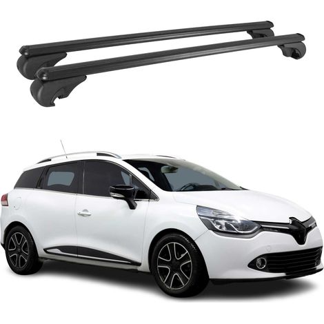 OMAC Aluminium Dachträger Querträger für Renault Clio IV Grandtour 2012-2019 – TÜV / DIN 75302:2019 – Abschließbar – Max. 75 kg – 2 Stangen Schwarz (1/5)