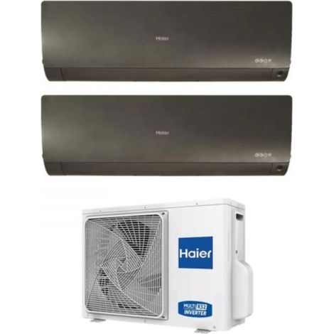 Haier Dual Split Inverter Klimagerät Serie FLEXIS PLUS BLACK 9+12 mit 2U50S2SM1FA R-32 Wi-Fi Integrated Farbe Schwarz 9000+12000