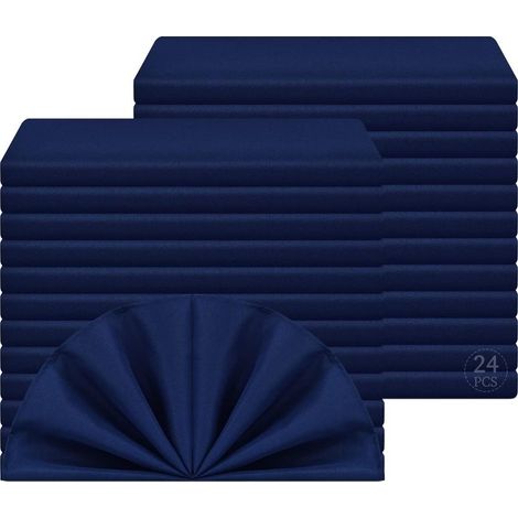 Set mit 24 marineblauen Stoffservietten, 43 x 43 cm große Tischservietten aus Polyester, weiche Tischservietten mit (1/5)