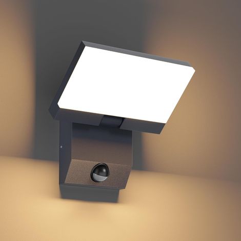 24W Applique avec detecteur de mouvement, Lumière extérieure angle d'éclairage réglable, 3000K lumière chaude Applique, IP65 Luminaire exterieur(Anthracite) (1/5)