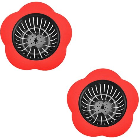 Confezione da 2 filtri per lo scarico del lavello della cucina, tappo di scarico rosso, filtro per lavello da cucina, filtro per lavello da cucina domestico. (1/3)