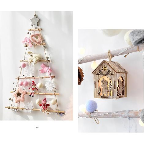 Dekorativer Holzanhänger mit Stern und Seil für Weihnachtsbaum und Wand (1/5)