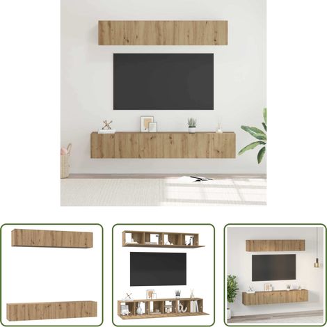 Wandmontierter TV-Schrank - TV-Schrankset Wandmontiert 5 pcs Artisan-Eiche Holzwerkstoff (1/5)