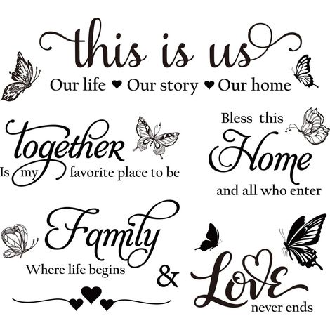 Stickers Muraux, Citations Inspirantes, Autocollants Muraux Imperméables en Lettres Françaises, Décoration Murale Papillon Noir, Stickers Déco pour Salon, Cuisine, Restaurant et Tête de Lit (1/5)