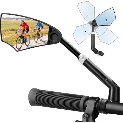 CCYKXA Bicycle Rearview Mirror, 1 Piece Adjustable 360° Rotatable Electric Bike Rearview Mirror HD Glass High Quality Universal Bicycle Handlebar Mirrors 20-23 mm for Electric Scooter, MTB, Scooter