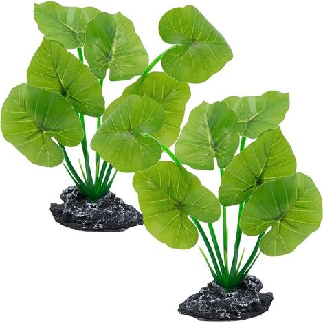 Plante artificielle décorative pour aquarium et terrarium, aspect bois flotté, avec socle en résine solide et feuilles en plastique flexibles, cachette, brise-vue et structure pour petits aquariums et (1/5)