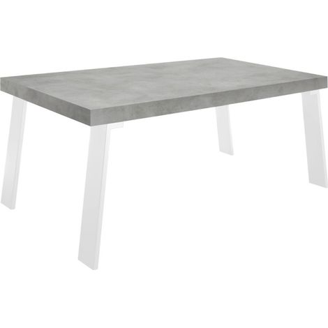 Esstisch SPRING – L168 x H88 x B78 cm – Betonoptik und weißes Metall