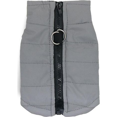 Manteau d'hiver imperméable pour animaux de compagnie avec anneau en D pour petits chiens et chats, manteau rembourré avec fermeture éclair pour Chihuahua, Yorkshire et chaton, gris, taille S (1/4)