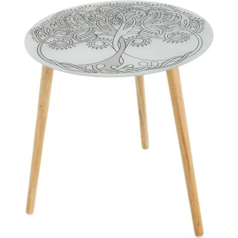 Table d'appoint en verre blanche arbres de Vie (1/2)