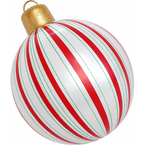 Boule de Noël gonflable décorative de 40 cm (15,75 po), en PVC imperméable, rouge. Décoration de jardin. (1/2)