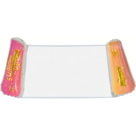 Chaise longue gonflable portable avec fond en maille - Design à sequins pailletés dégradés, matériau PVC résistant pour relaxation à la plage et à la piscine (1/4)