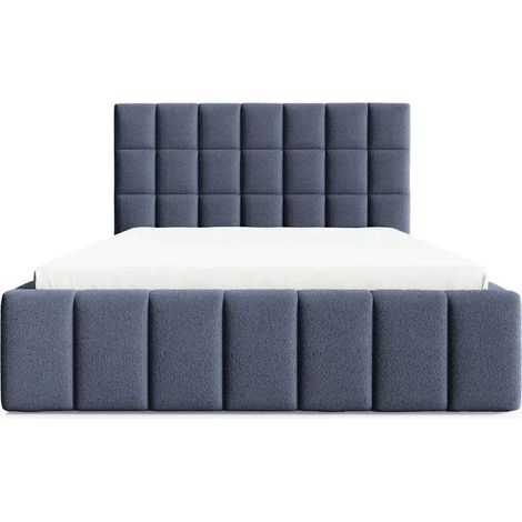 FLORENCE - Lit coffre tissu chenille 140x200cm Bleu (1/5)