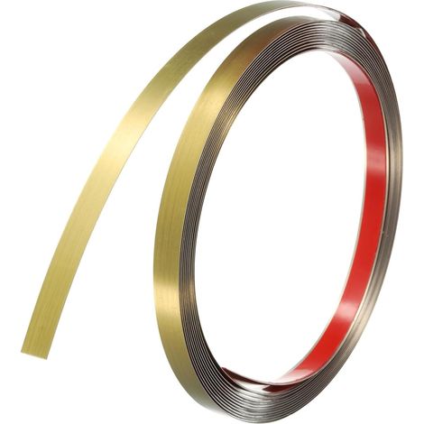 Moulures décoratives autocollantes en acier inoxydable - Barre métallique flexible autocollante pour mur, armoire, bord de carrelage, cheminée, bord de miroir et décoration de bricolage (jaune titane (1/5)
