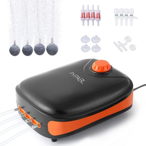 Aquarium Air Pump, 4 Outlet Oxygen Pump, Silent Aerator for Fish and Turtles Tank up to 1100L (1/5)