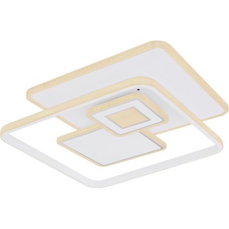 Plafonnier semi-encastré LED intégré 50 x 50 cm, blanc mat, LED à intensité variable 2 700-6 000 K, télécommande