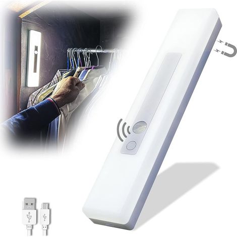 Wiederaufladbares LED-Nachtlicht mit Bewegungssensor – Leistungsstarker 1800-mAh-Akku, aufladbar per USB, magnetische oder Klebebefestigung, kaltweißes Licht