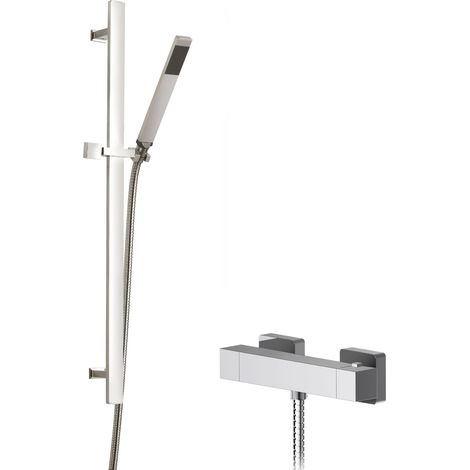 Ripple Square Bar Valve & Sheer Slide Rail Shower Kit - Chrome - Balterley