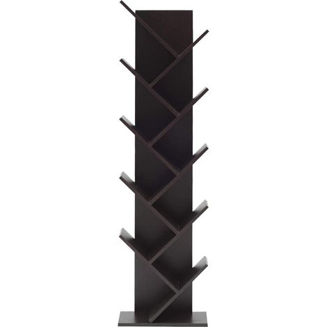 Rebecca Mobili Bibliothèque Etagère 10 Etagères Marron Wengè Bois 160x44,5x22