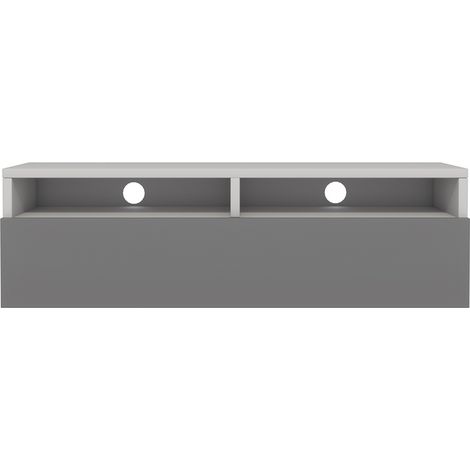 Selsey REDNAW - TV-Schrank / TV-Board stehend / hängend, 100 cm breit (Weiß Matt / Grau Hochglanz ohne LED) (1/4)