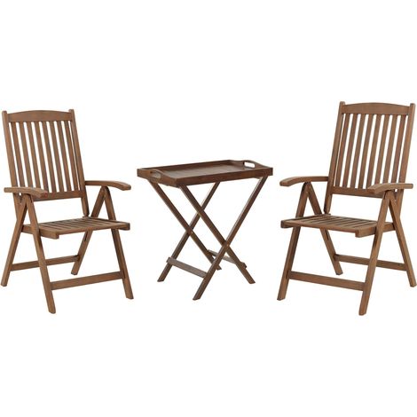 Bistro Set Folding AMANTEA Acacia Wood Dark Brown (1/5)