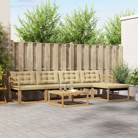 vidaXL Outdoor-Sofagarnitur 6 pcs Weiß und Beige 79 x 79 x 37 cm (1/5)