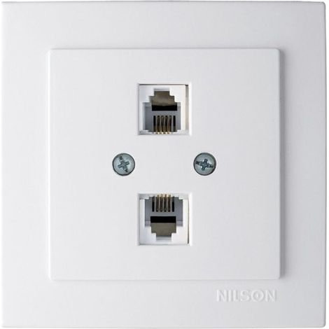Toma de Teléfono 2 x RJ11 Empotrar  Marco Incluido Serie Nilson