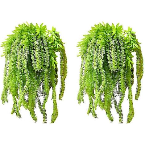 Herbe à Air artificielle au toucher réel, feuilles vertes, décoration extérieure verte pour la maison, plante murale suspendue (1/5)