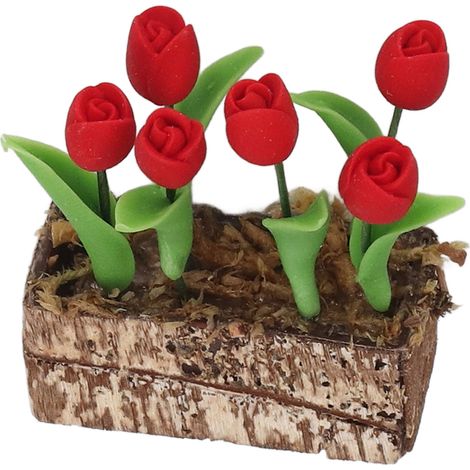Miniatur-Kunsttulpen in Rot für Puppenhäuser im Maßstab 1:12, Modellgarten-Accessoire (1/5)
