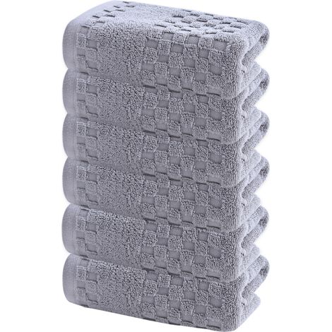 Serviettes de bain grises douces, lot de 6, en coton, pour toute la famille, ultra-absorbantes et légères, idéales pour le spa. (1/5)