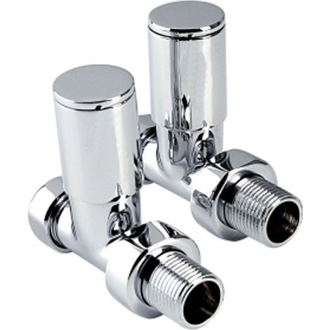 Inta 1 Pair Modern Chrome Radiator Towel Rail Straight Valves 15mm Compression