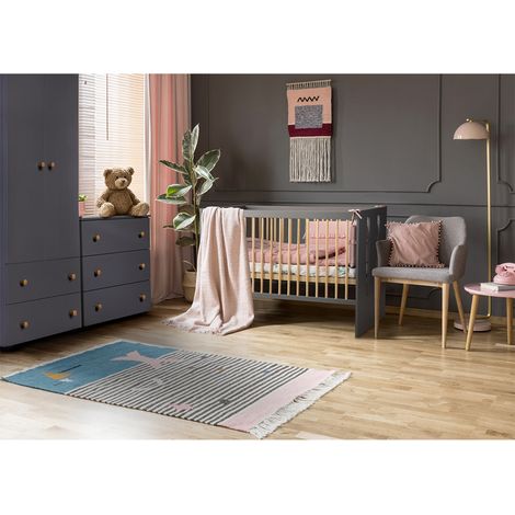 Chambre complète lit bébé - commode à langer et armoire Littlesky by Klups Pauline Gris
