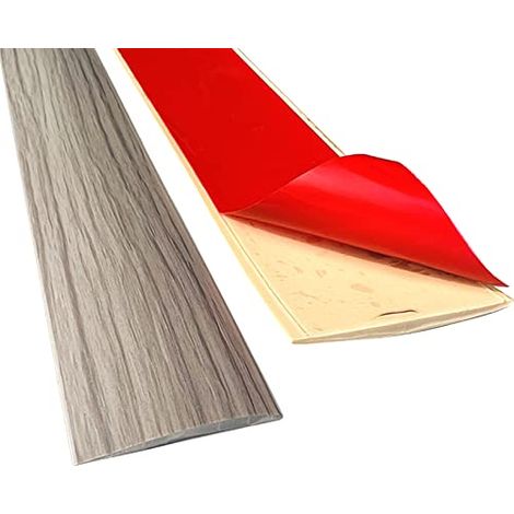 Profilé de transition autocollant - 5 cm - En vinyle - Pour sol - Rail de transition - À coller - Pour carrelage, stratifié et parquet - Seuil de porte (chêne gris x 1 m) (1/5)