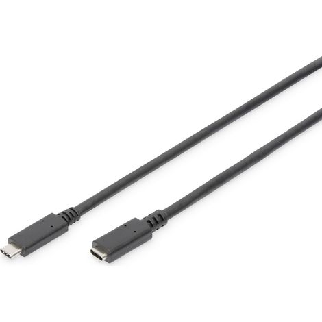 Digitus Câble USB USB 3.2 Gen1 USB-C® mâle, USB-C® femelle 0.70 m noir connecteur utilisable des deu (1/5)