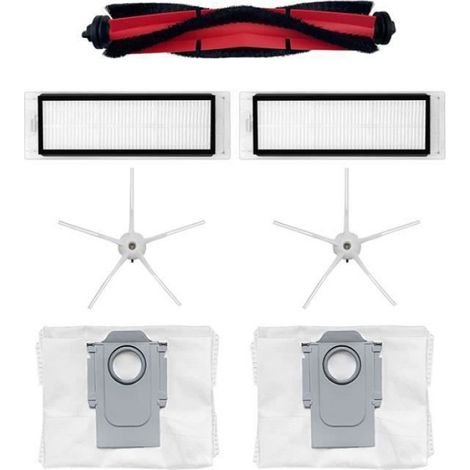 1 brosse principale+2 brosses latérales pentagonales (blanches)+2 filtres+2 sacs à poussière pour balayeuse ROBOROCK Q5 (1/4)