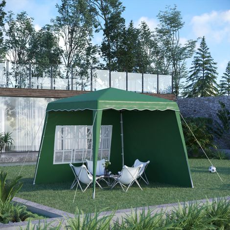Gazebo pieghevole con 2 pareti laterali 2,89x2,89 m Padiglione da giardino Gazebo con altezza regolabile Protezione UV50+ Verde
