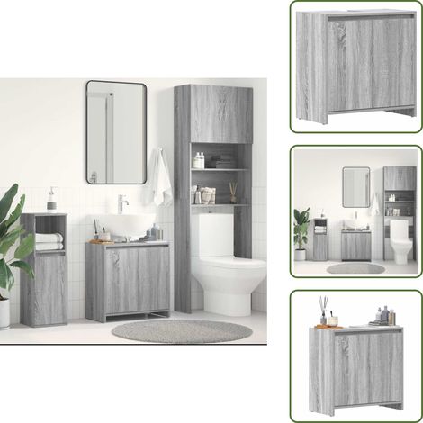 Armoire de bain Sonoma gris 60x33x61 cm Bois d'ingénierie - Meuble De Salle De Bain - Armoire De Salle De Bain - Rangement Salle De Bain - Commode Salle De Bain - Décoration Salle De Bain