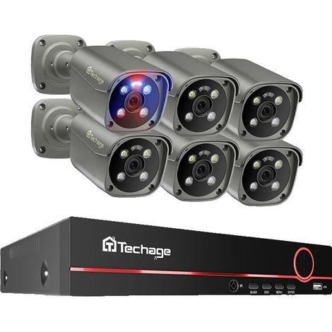 Système de Caméra de Sécurité, Résolution 4K, Audio Bidirectionnel, Caméra 6PCS NVR 8CH, 3T(sports en plein air)-a (1/2)